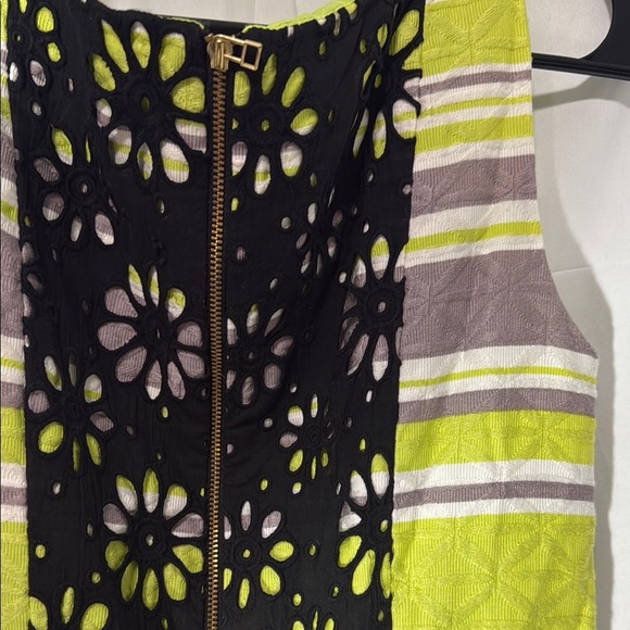 Taylor Striped Floral Women's Dress - Lime and Black Size 6 - Picture 7 of 10